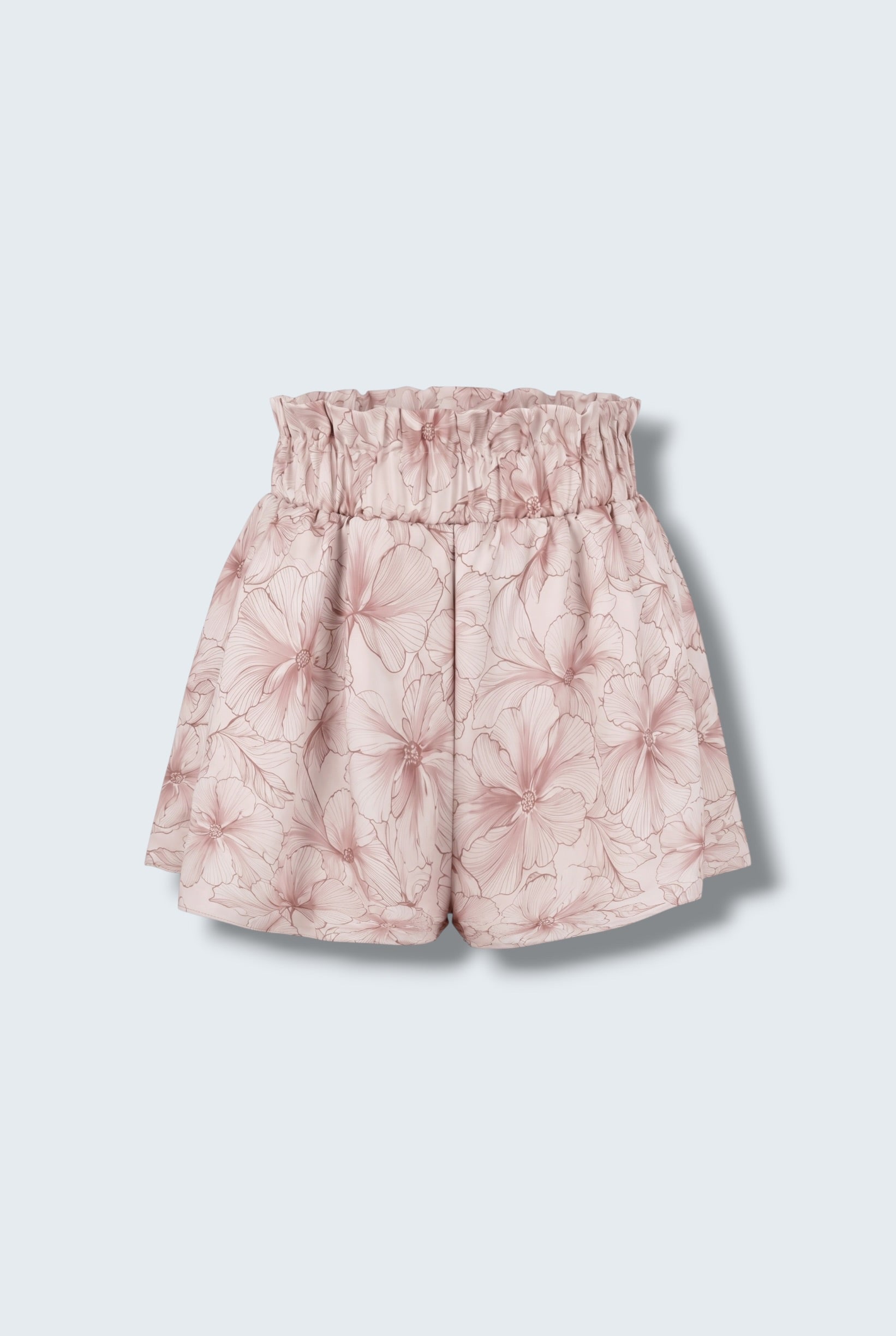 Flared Shorts Pink Flower