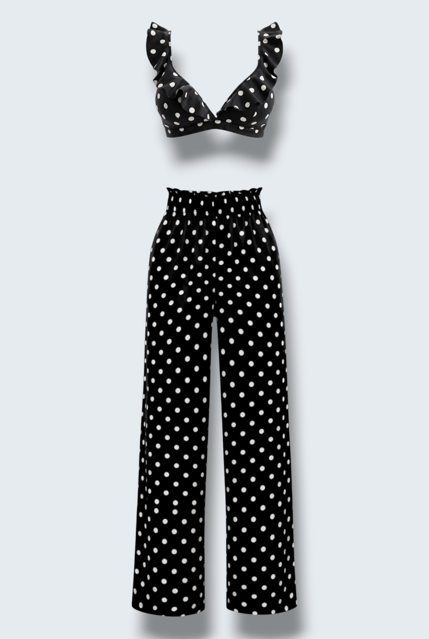 Polka Dots Топ с Волани x Панталони