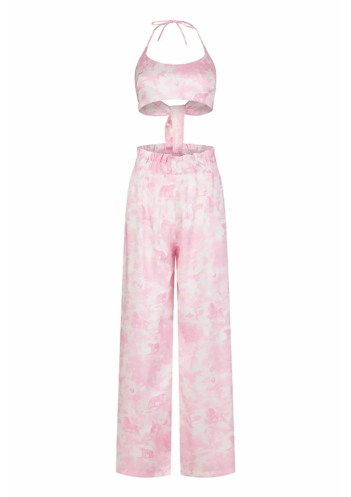 Puff-Sleeve Tie Front Top and Shorts Set | TheSaint54