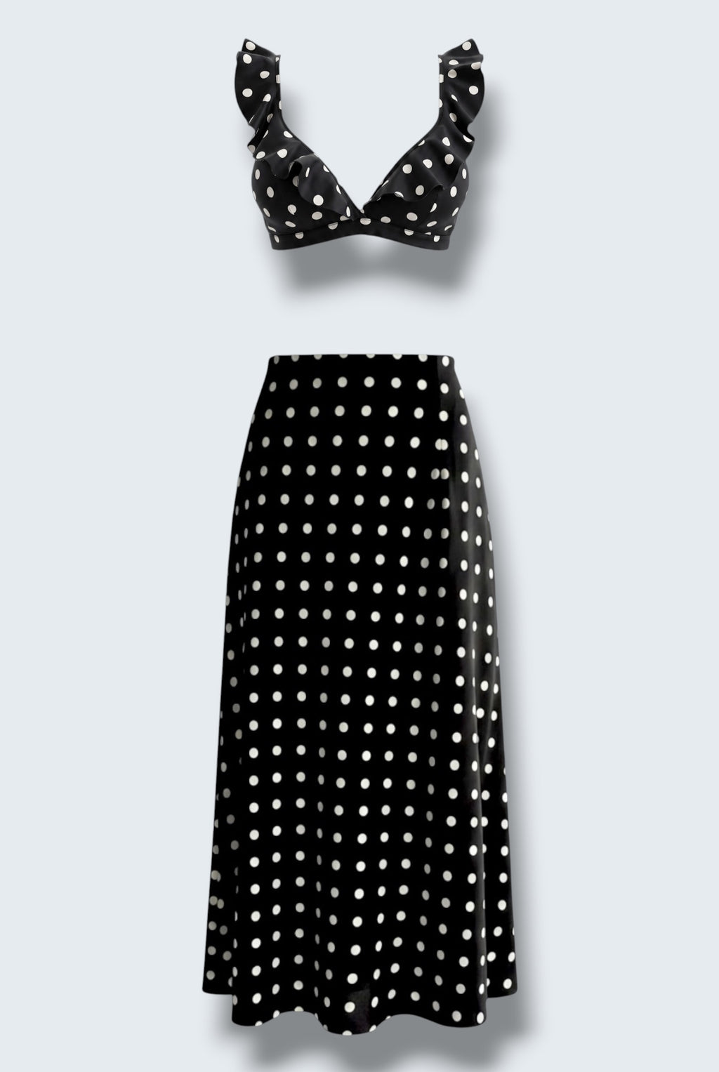 Polka Dots Топ с Волани x Миди Пола