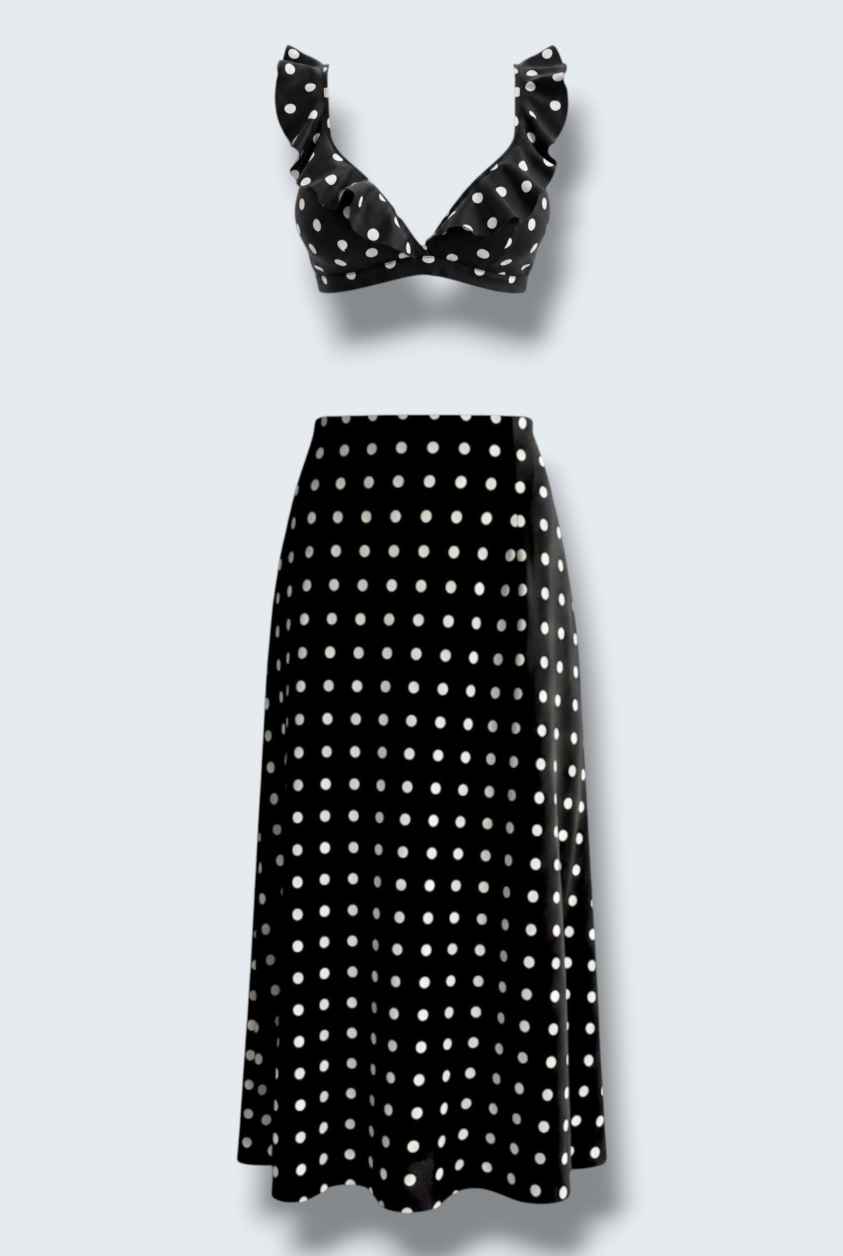 Polka Dots Топ с Волани x Миди Пола