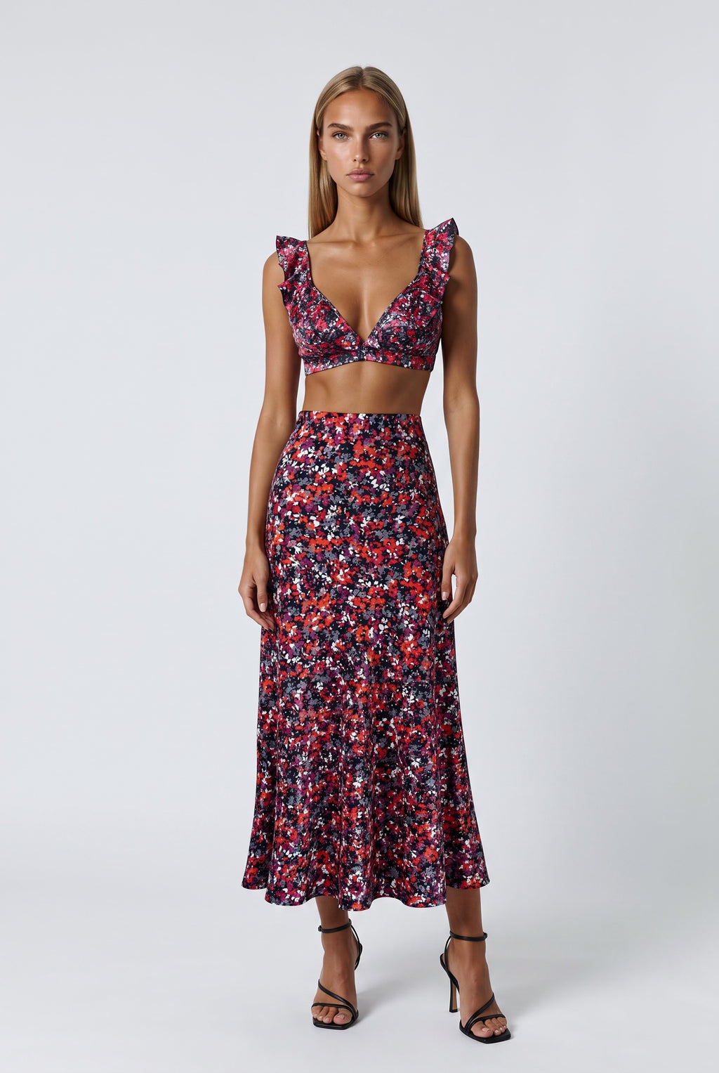 Set Give&Shine Top with Ruffles x Midi Skirt