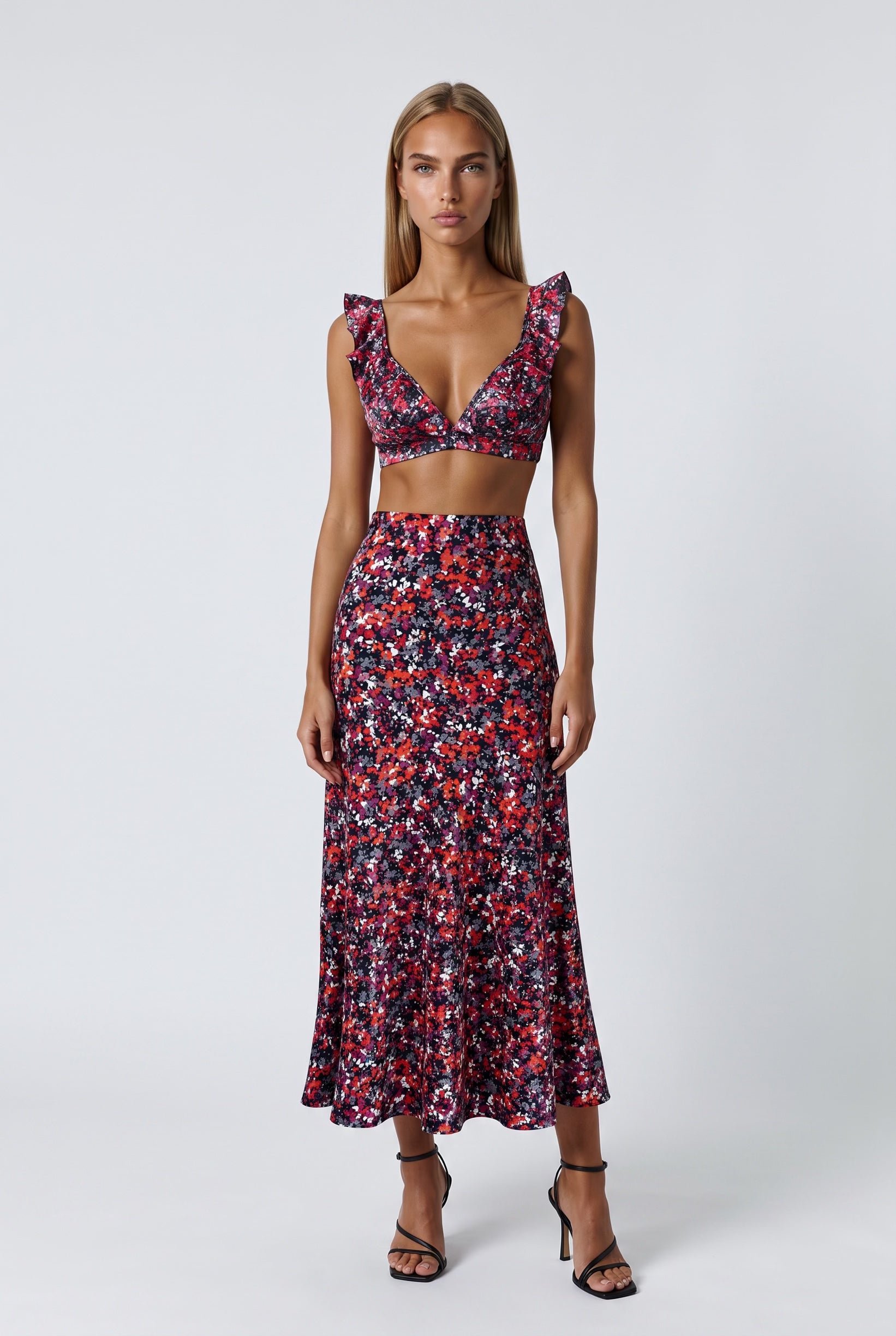 Set Give&Shine Top with Ruffles x Midi Skirt